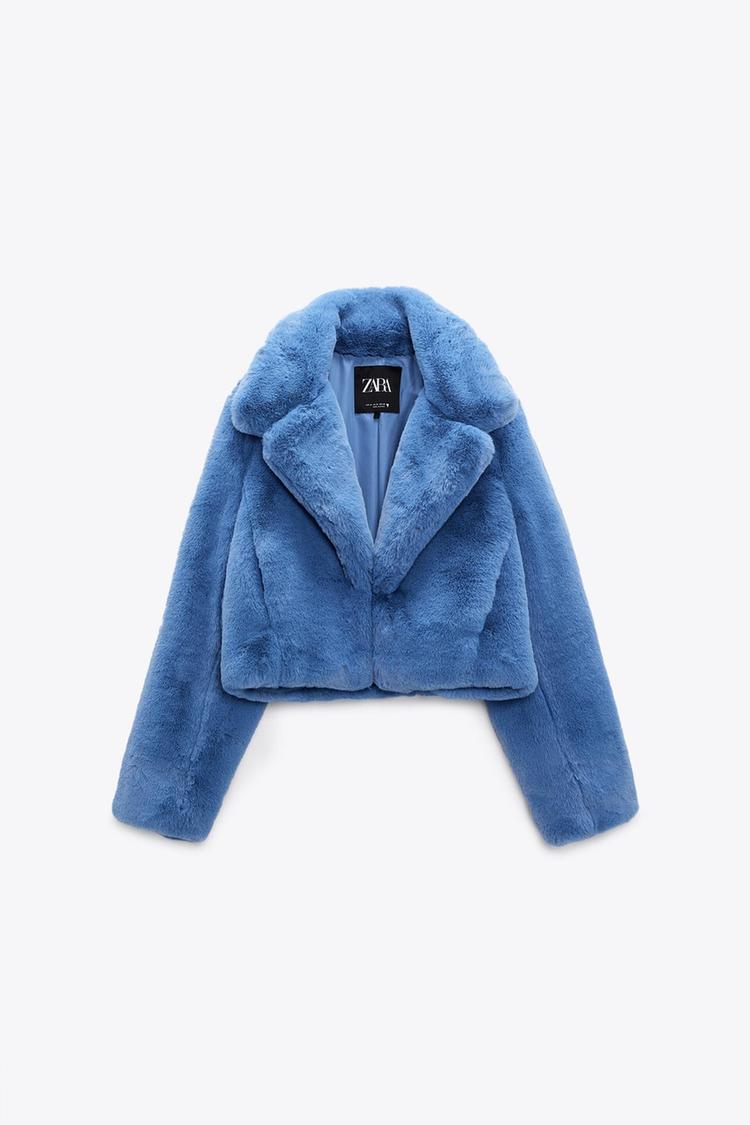 Zara Oversized Faux Fur Jacket Coat 2024 Blus